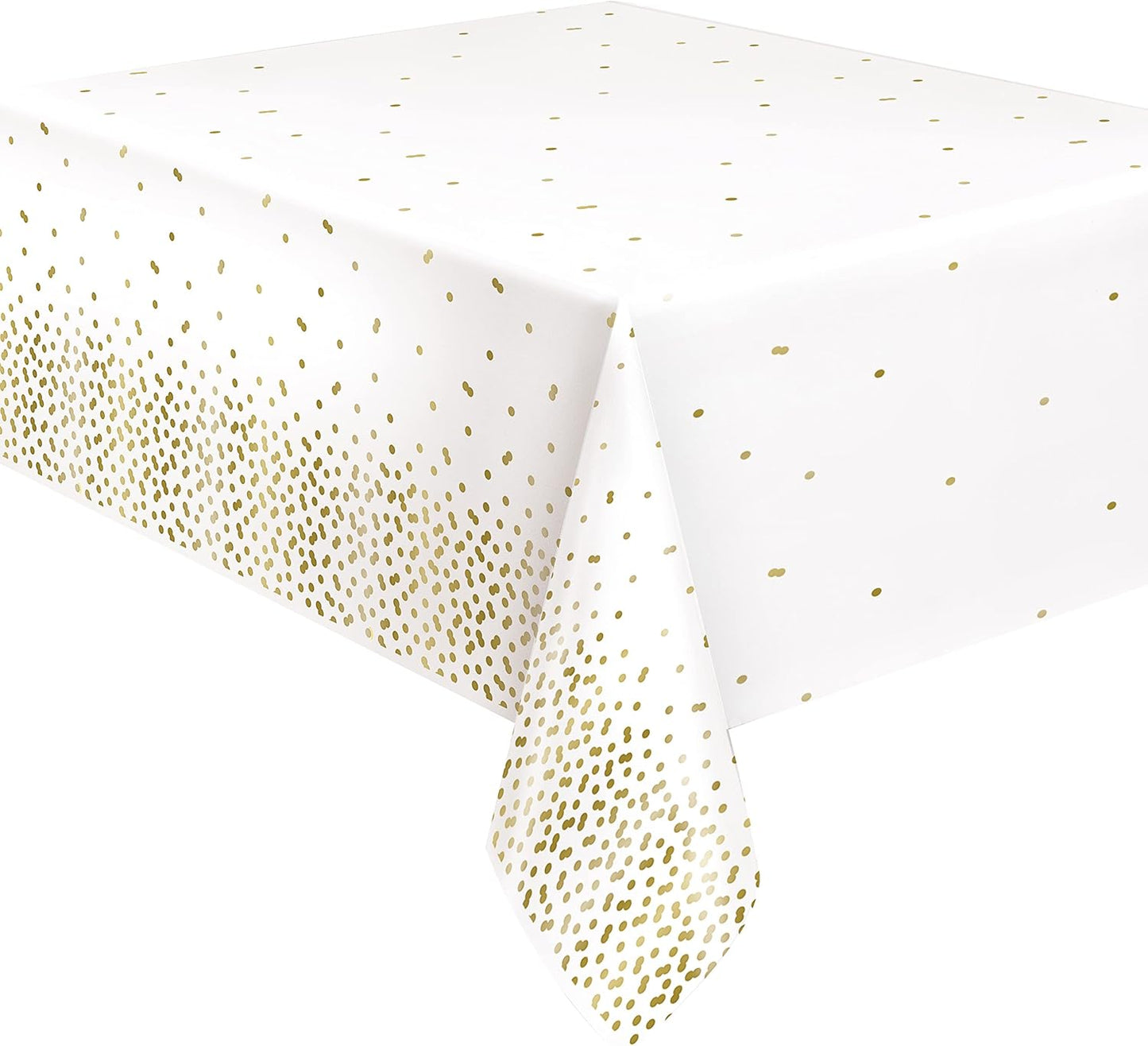 Τραπεζομάντηλο Πλαστικό Λευκό με Χρυσά Πουά / 213 x 137 εκ
