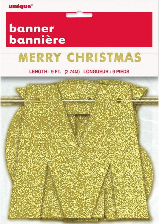 Γιρλάντα Χρυσή  Γράμματα  Glitter Merry Christmas / 2,74μ.
