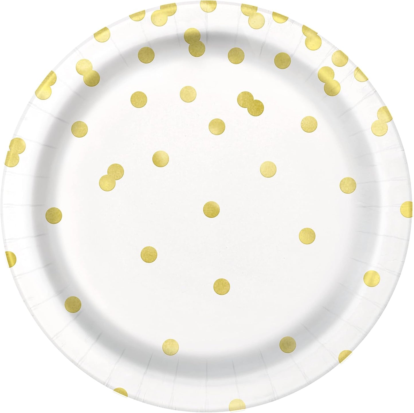 Πιάτα Φαγητού Λευκά με Χρυσά Πουά / 8 τεμ