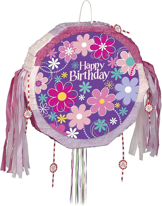 Birthday Blossoms Drum Pull Pop Out Pinata