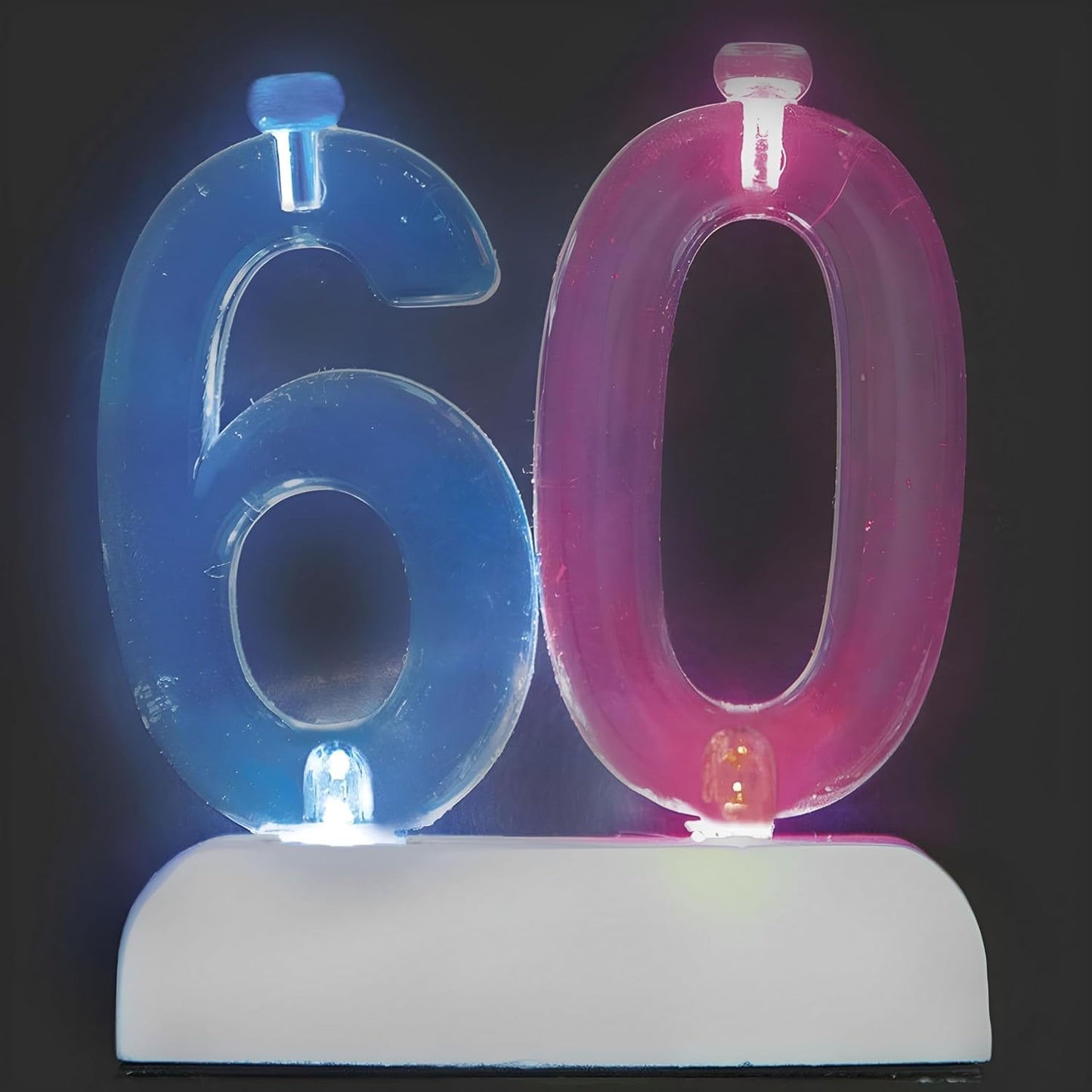 Βάση για Κεριά με αριθμό 60 που αναβοσβήνει και αλλάζει Χρώμα + 4 Κεριά