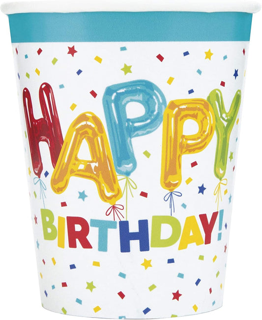Ποτήρια Χάρτινα 266ml Happy Birthday / 8 τεμ.
