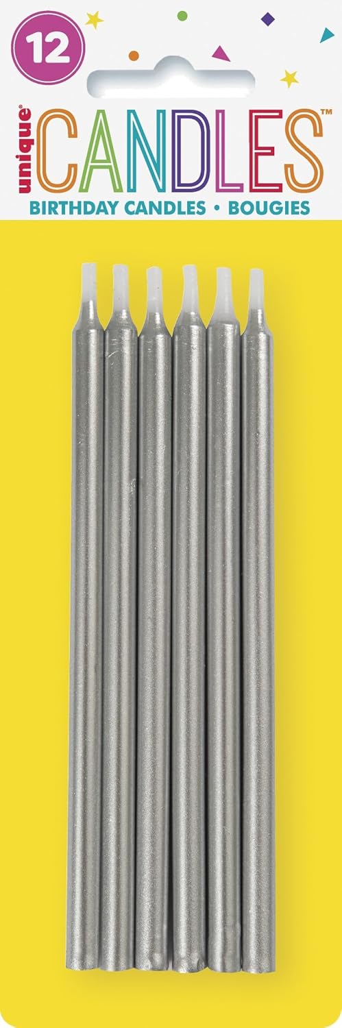 Κεριά Ασημί 12.7 εκ / 12 τεμ.