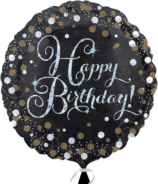 Μπαλόνι Φοιλ 18 Happy Birthday Sparkling Black / 46 εκ