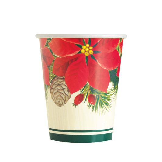 Ποτήρια Χάρτινα 266ml. Red & Green Poinsettia / 8 τμχ