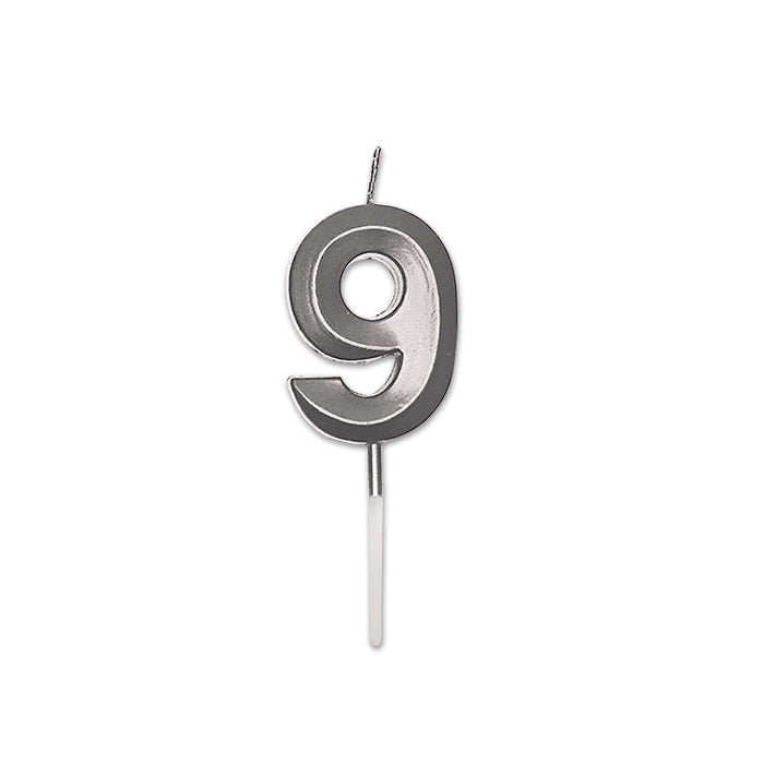 Κερί Prestige Silver Metal 9 cm Νούμερο 9