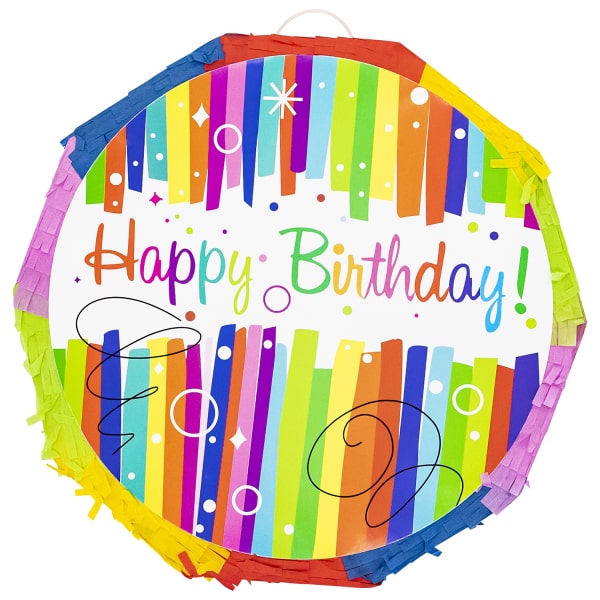 Πινιάτα αναδιπλούμενη Happy Birthday / 30εκ Διάμετρος
