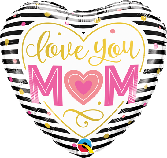 Μπαλόνι Φοιλ 9 Love You M(Heart)M Stripes / 23 εκ