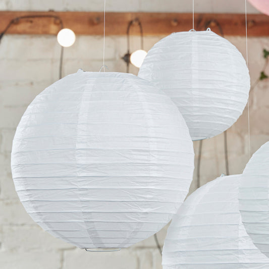 Φανάρια Λευκά Διακοσμητικά /White Paper Lantern Decorations / 5 τεμ.