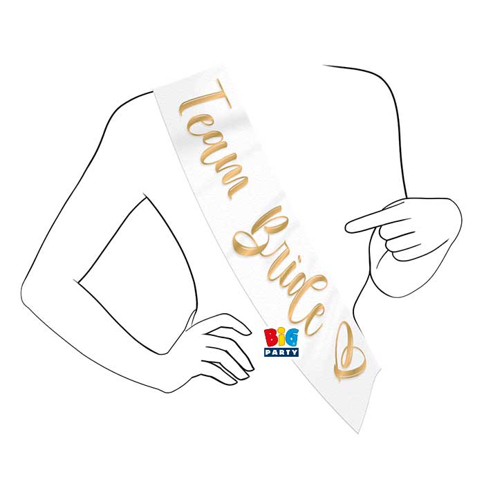 Κορδέλα Λευκό & Χρυσό  Team Bride / 168 x 10 εκ