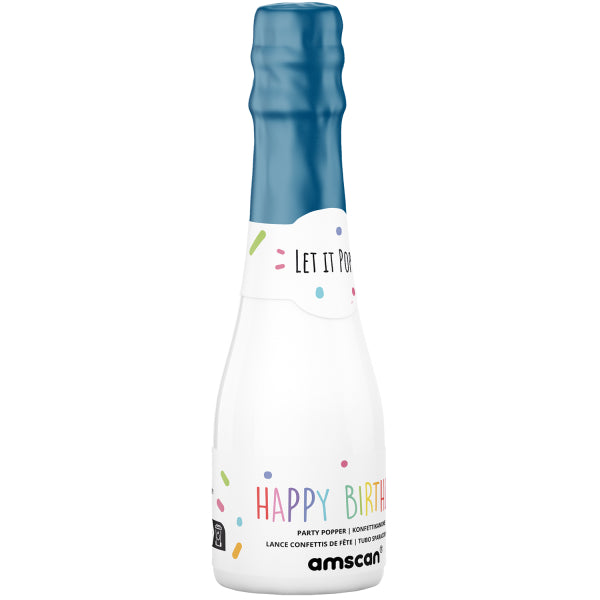 Κανονάκι Μπλέ Μπουκάλι με Κομφετί 16εκ. - Happy Birthday