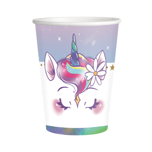 Ποτήρια χάρτινα 250ml Unicorn Dreams /8 τεμ - Μονοκερος