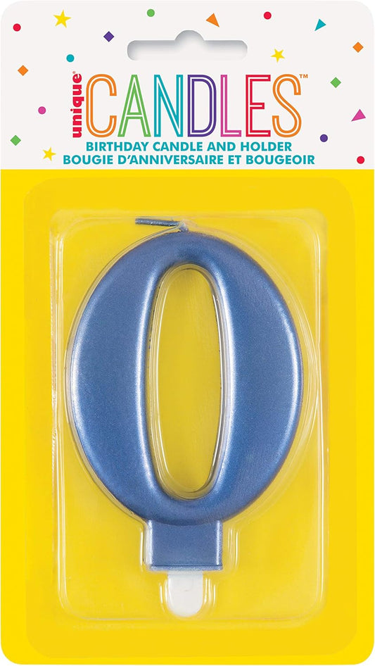 Κερί  0 Μεταλλικό Μπλε / 8 εκ.