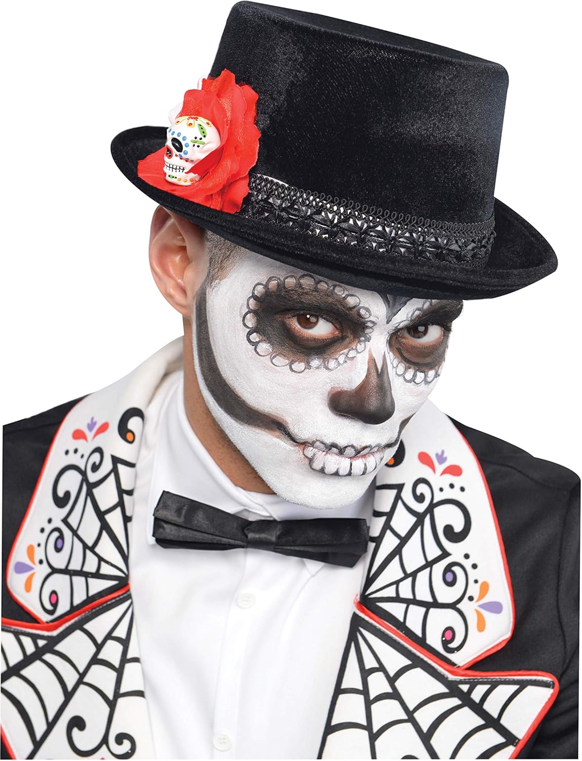 Καπέλο για ενήλικες Day of The Dead Halloween Μαύρο και Κόκκινο