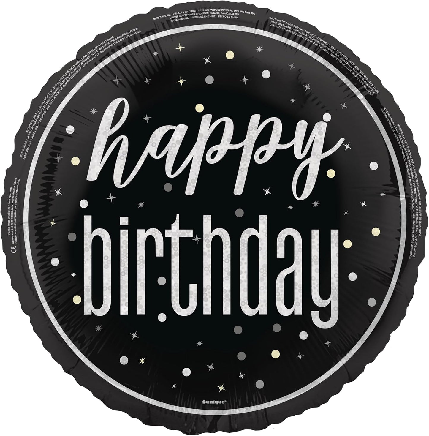 Μπαλόνι Φοιλ 18 Happy Birthday Glitz Black / 46 εκ