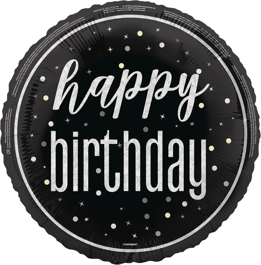 Μπαλόνι Φοιλ 18 Happy Birthday Glitz Black / 46 εκ
