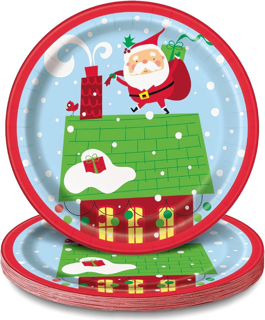 Πιάτα Χάρτινα Γλυκού Colorful Santa /  8 τεμ- Άγιος Βασίλης