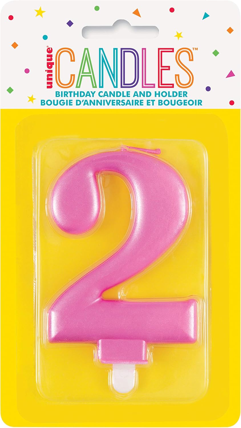 Κερί  2 Μεταλλικό Ροζ / 8 εκ.