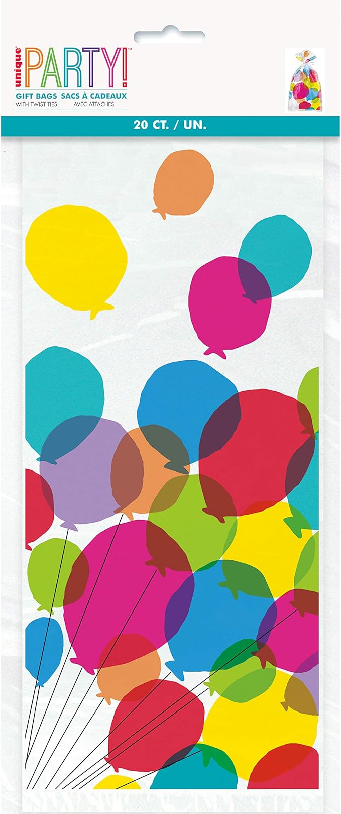 Τσάντες Δώρου ζελατίνας  Rainbow Balloons 13 x 28 εκ / 20 τεμ