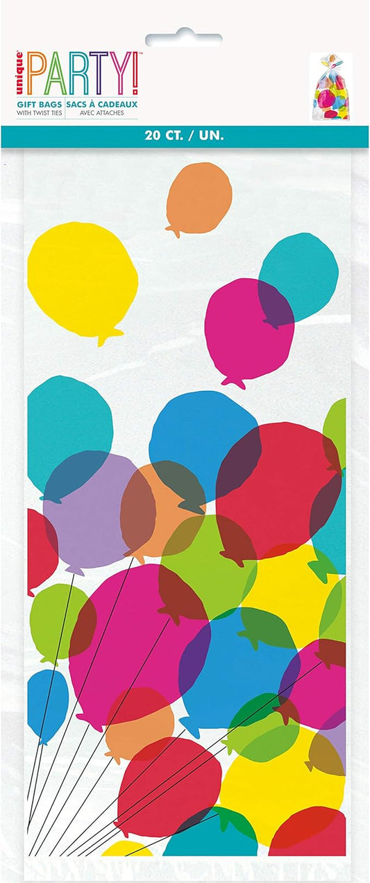 Τσάντες Δώρου ζελατίνας  Rainbow Balloons 13 x 28 εκ / 20 τεμ