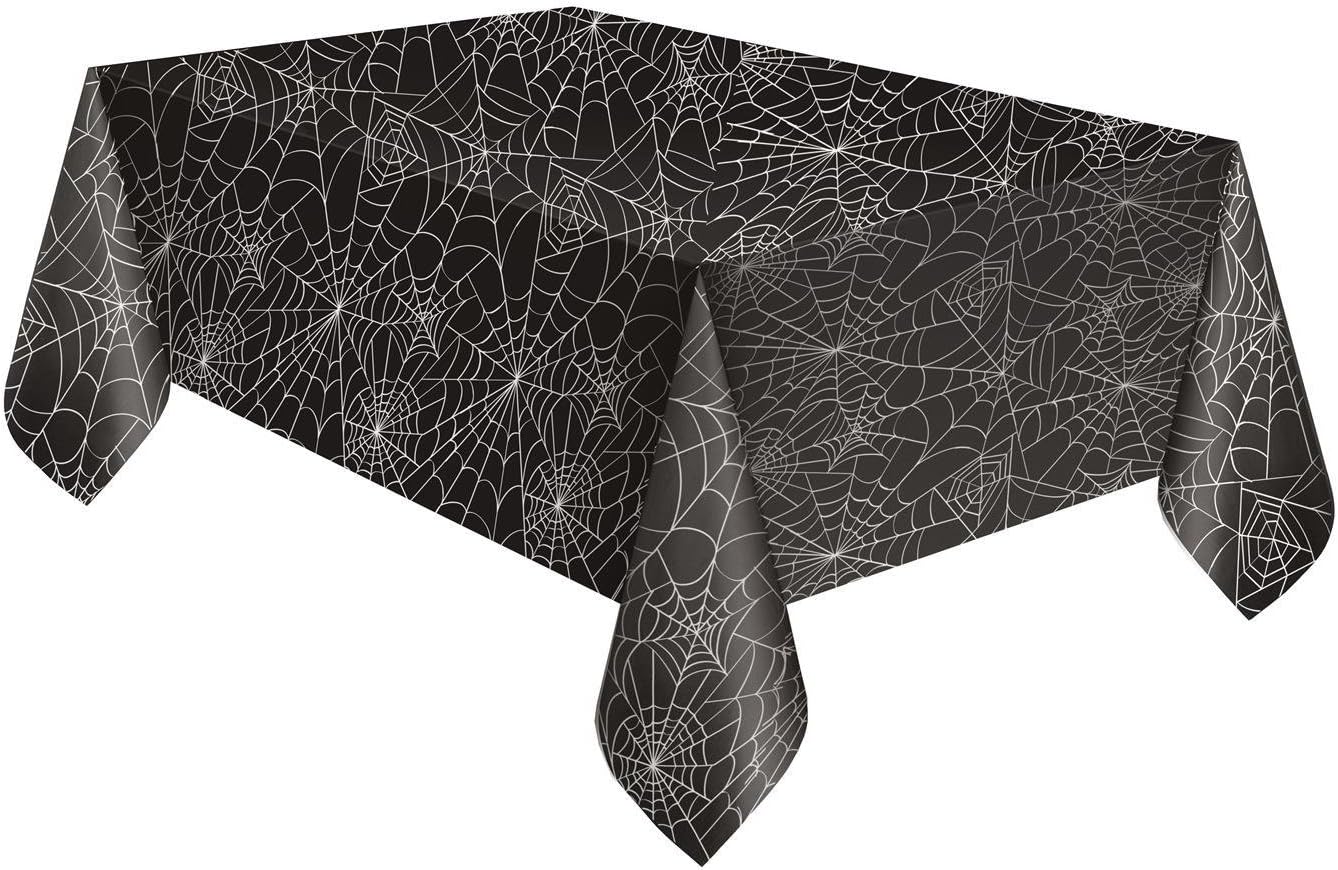 Τραπεζομάντηλο πλαστικό Μαύρο με ιστούς αράχνης / 137 x 274 εκ