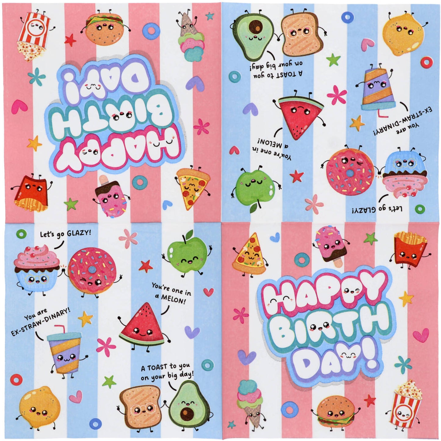 Χαρτοπετσέτες -  Napkins - Kawaii Party - 33x33εκ - 20 τμχ - Happy Birthday