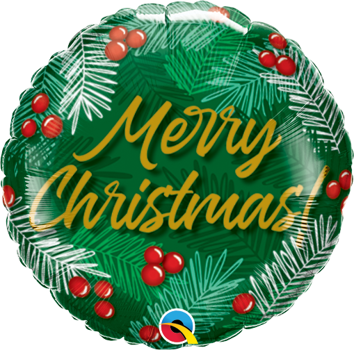 Μπαλόνι Φοιλ 9 Merry Christmas Green & Berries 23 εκ
