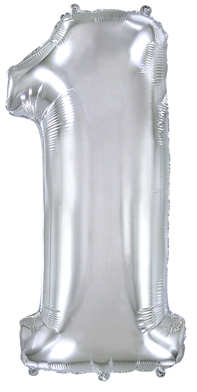 Μπαλόνι Φοιλ Σχήμα Ασημί Νούμερο 1 - Συσκευασμένο