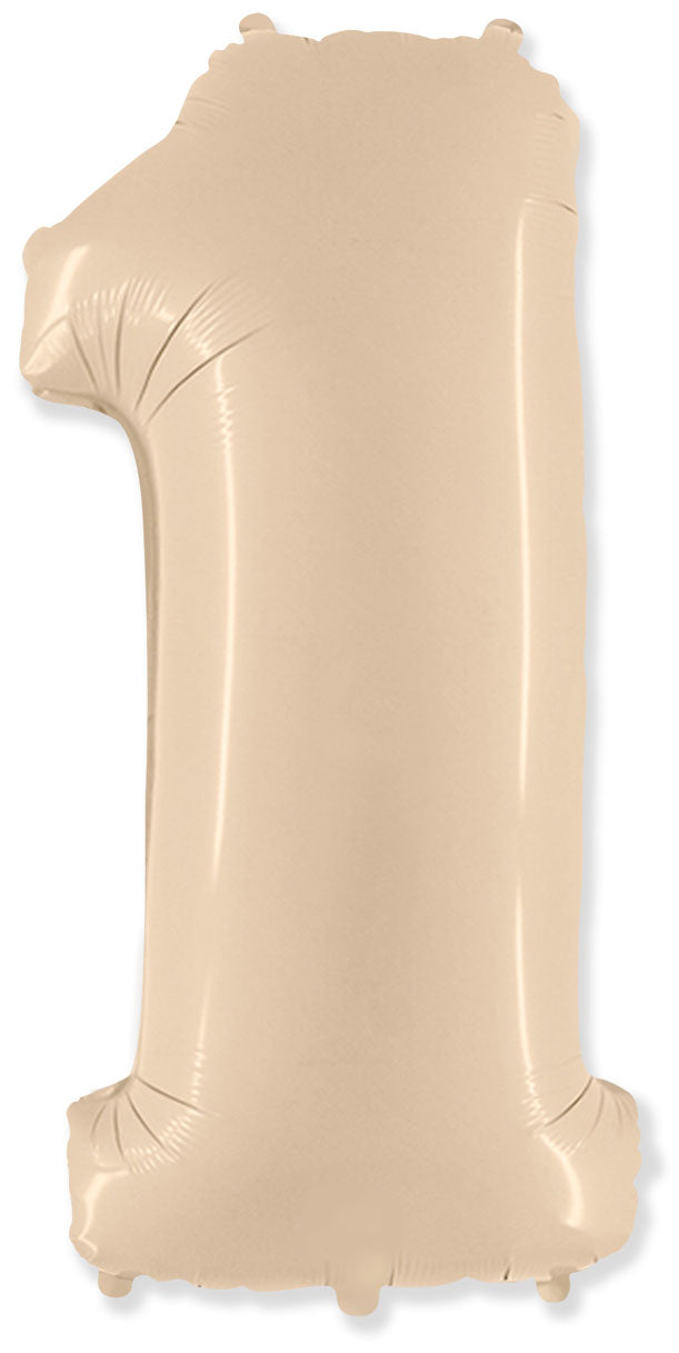 Μπαλόνι Σχήμα Νούμερο 1 Ιβουάρ - Satin Cream / 90 εκ ύψος - Ασυσκεύαστο