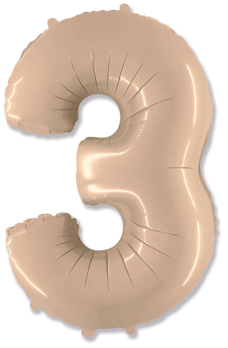 Μπαλόνι Σχήμα Νούμερο 3 Ιβουάρ - Satin Cream / 90 εκ ύψος - Ασυσκεύαστο