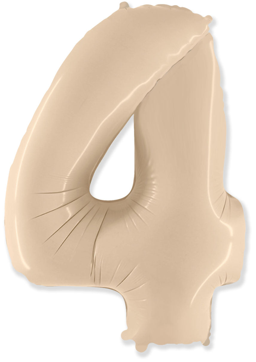 Μπαλόνι Σχήμα Νούμερο 4 Ιβουάρ - Satin Cream / 90 εκ ύψος - Ασυσκεύαστο