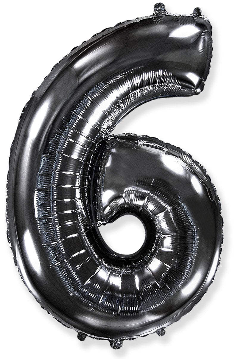 Μπαλόνι Φοιλ Σχήμα Μαύρο Νούμερο 6 Ασυσκεύαστο