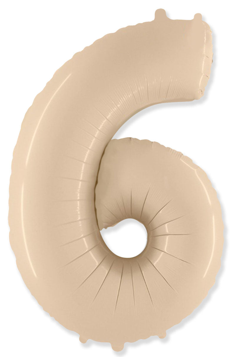 Μπαλόνι Σχήμα Νούμερο 6 Ιβουάρ - Satin Cream / 90 εκ ύψος - Ασυσκεύαστο