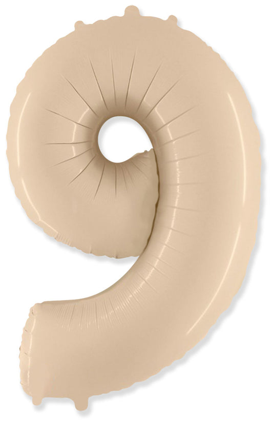 Μπαλόνι Σχήμα Νούμερο 9 Ιβουάρ - Satin Cream / 90 εκ ύψος - Ασυσκεύαστο