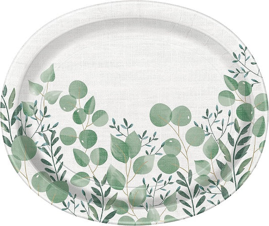 Oval Paper Plates-Botanical Spring Party-Pack of 8