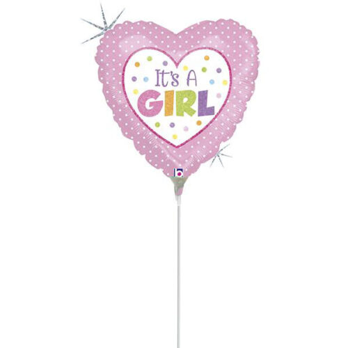 9" Mini Shape Μπαλόνι Καρδιά Πουά Its a girl