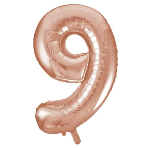 Μπαλόνι Φοιλ Σχήμα Ροζ Χρυσό Νούμερο 9 Ασυσκεύαστο