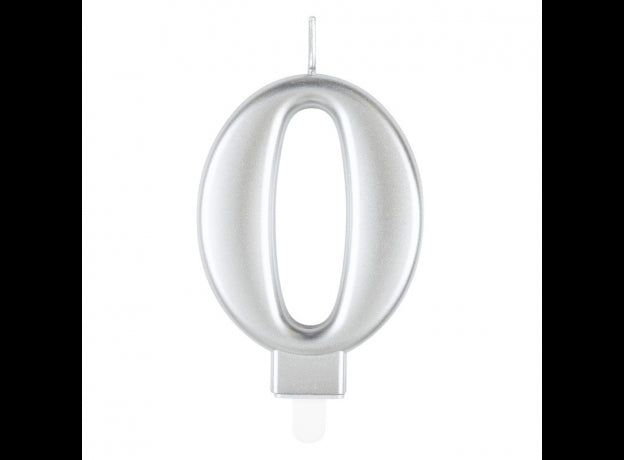 Κερί 0 Μεταλλικό Ασημί / 8 εκ.
