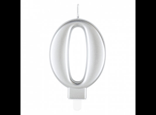 Κερί 0 Μεταλλικό Ασημί / 8 εκ.