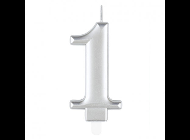 Κερί 1 Μεταλλικό Ασημί / 8 εκ.