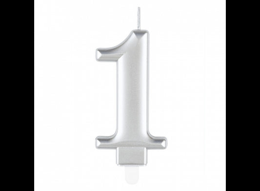 Κερί 1 Μεταλλικό Ασημί / 8 εκ.