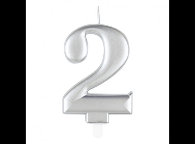 Κερί 2 Μεταλλικό Ασημί / 8 εκ.