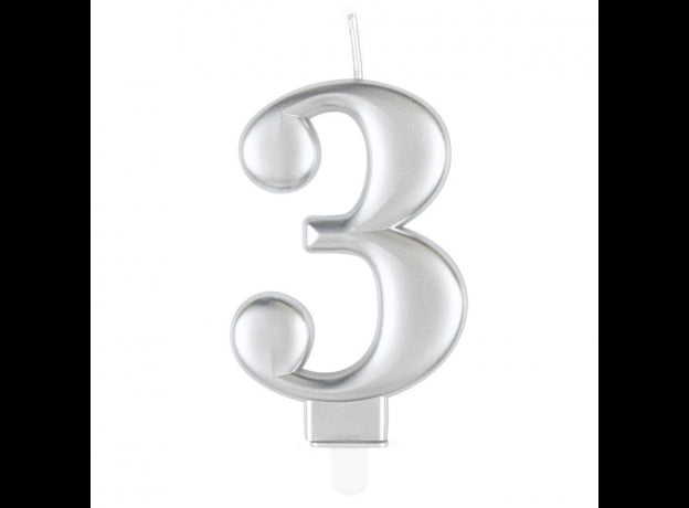 Κερί 3 Μεταλλικό Ασημί / 8 εκ.