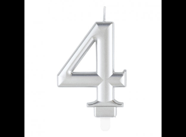 Κερί 4 Μεταλλικό Ασημί / 8 εκ.