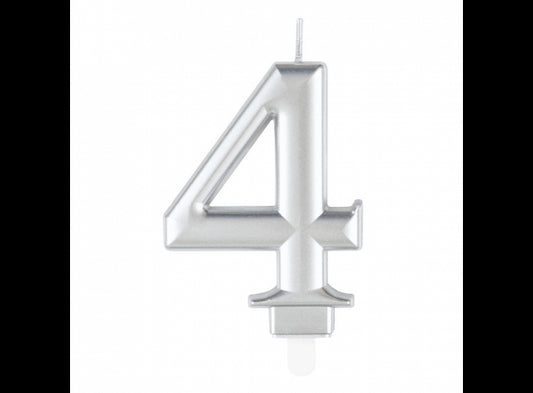 Κερί 4 Μεταλλικό Ασημί / 8 εκ.