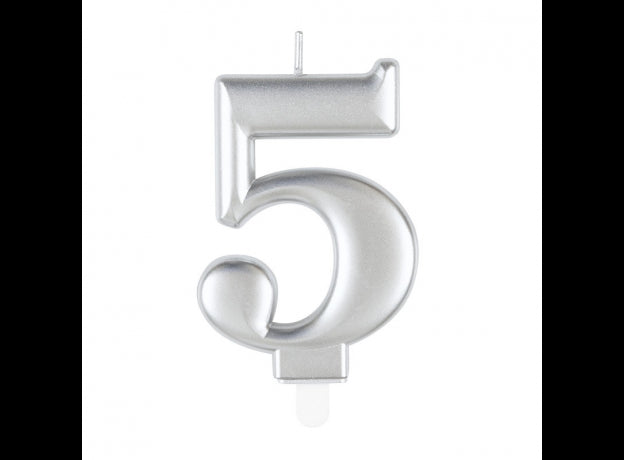 Κερί 5 Μεταλλικό Ασημί / 8 εκ.