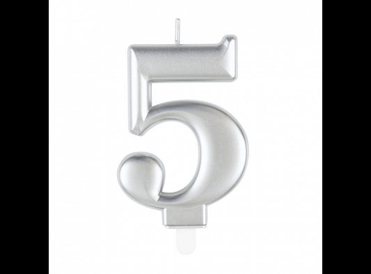 Κερί 5 Μεταλλικό Ασημί / 8 εκ.