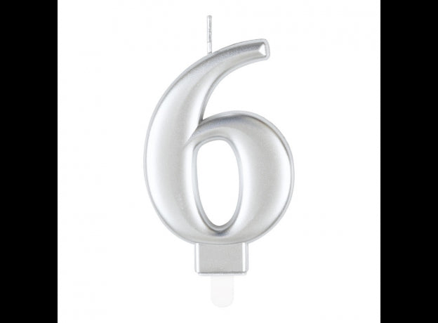 Κερί 6 Μεταλλικό Ασημί / 8 εκ.