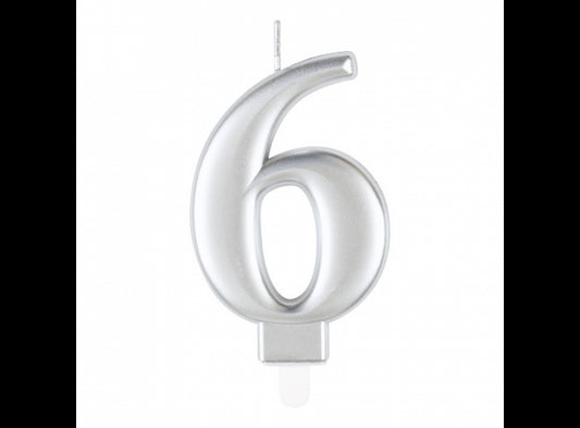 Κερί 6 Μεταλλικό Ασημί / 8 εκ.