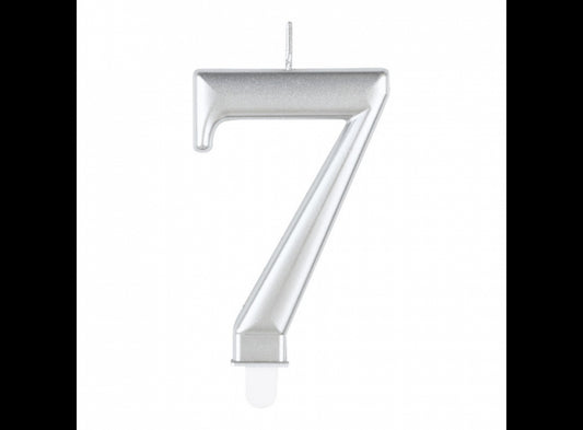 Κερί 7 Μεταλλικό Ασημί / 8 εκ.